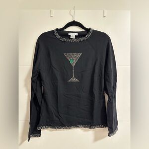 Vintage Y2K Bellepointe Beaded Embroidered Martini Long Sleeve Top